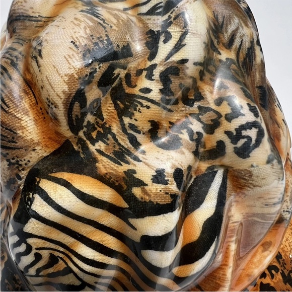 Pair Of La Vie Safari African Lion Patchwork Figurines Animal Print Decorative - Picture 11 of 11